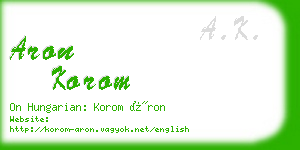 aron korom business card